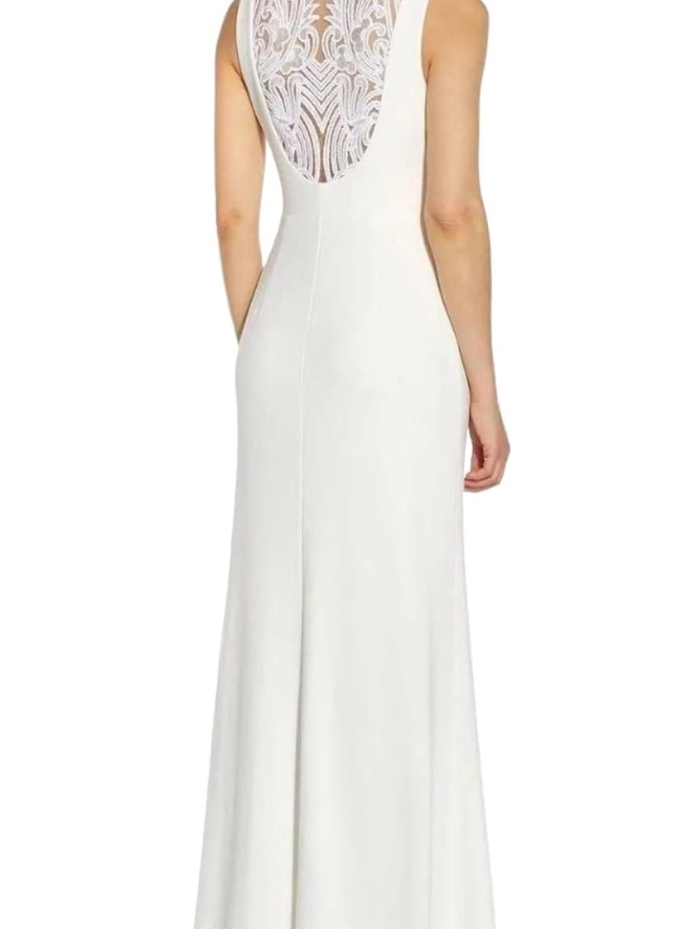 Adrianna Papell Ivory Lace-Panel Evening Wedding Gown Size 10 Petite